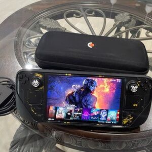 Used Valve Black Handheld Console with Custom Graphics